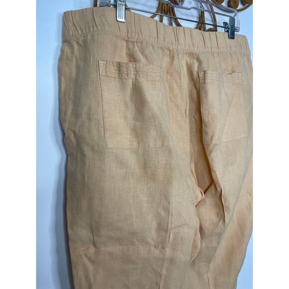 Pure Jill Garment dyed linen orange pull on pants XL - Picture 3 of 6